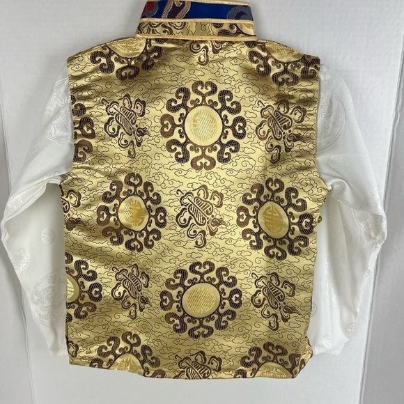 🩷 Kids, Tibetan traditional brocade top, Losar - golden/white. - Picture 2 of 9